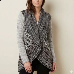 Sioni Draped Knit Open Front Cardigan Grey Waterfall Wmn's Lg